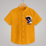 Celebrate The 9th Birthday With Space Theme - Personalized Birthday Shirts With Customized Name - CHROME YELLOW - 0 - 6 Months Old (Chest 23")