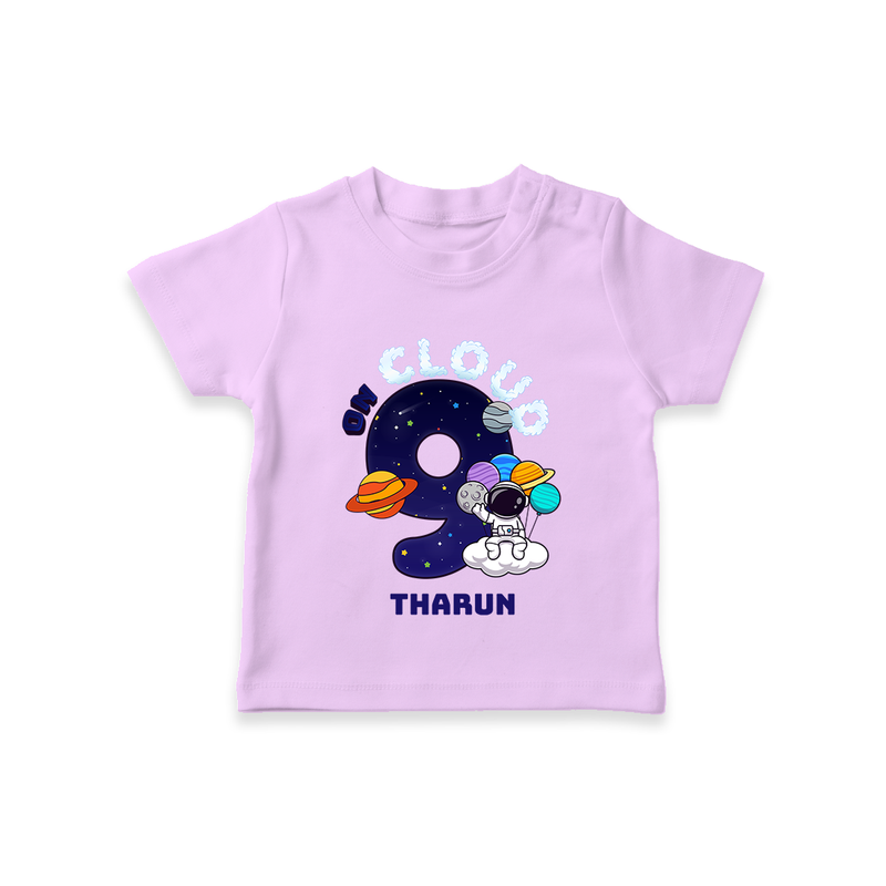 Celebrate The 9th Birthday With Space Theme - Personalized Birthday T-Shirts With Customized Name - LILAC - 0-5 Months Old (Chest 17")