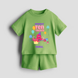 Celebrate The 10th Birthday With Ocean Theme - Personalized Birthday Co-ord With Customized Name - KIWI GREEN - 0-5 months old  (Chest 18")