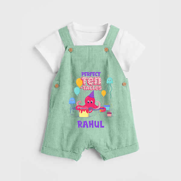 Newborn Dungaree Set for 10 Month | Customizable Dungaree Set | Ideal for Celebrations - MINT GREEN - 0 - 5 Months Old (Chest 18")