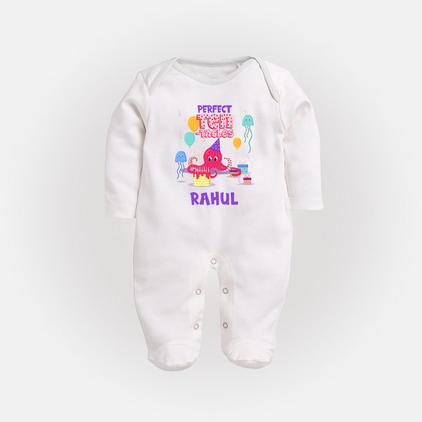Newborn Full Sleeve Bodysuit/ Sleep Suit/ Jumpsuit for 10 Month | Customizable Full Sleeve Bodysuit/ Sleep Suit/ Jumpsuit | Ideal for Celebrations - WHITE - New Born (Chest 7.5")