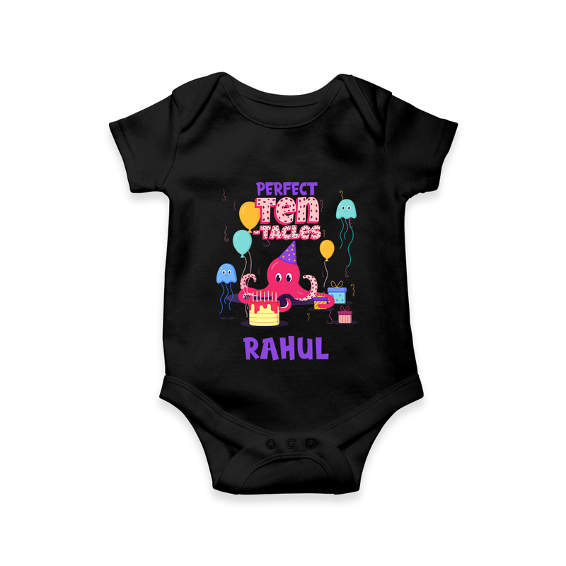 Newborn Romper/Onesie for 10 Month | Customizable Bodysuit | Ideal for Celebrations - BLACK - New Born (Chest 14")