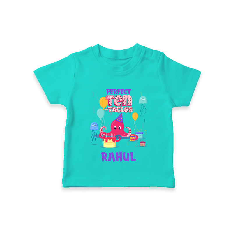 Newborn T-Shirt for 10 Month | Customizable T-Shirt | Ideal for Celebrations - TEAL - 0-5 Months Old (Chest 17")