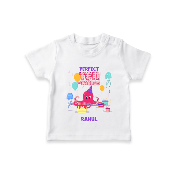 Celebrate The 10th Birthday With Ocean Theme - Personalized Birthday T-Shirts With Customized Name - WHITE - 0-5 Months Old (Chest 17")