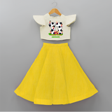 Celebrate The 11th Birthday With Football Theme - Personalized Birthday Crop Top And Skirt With Customized Name - YELLOW - 6 - 9 Months Old (Chest 20" , Frock Waist 20")