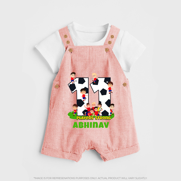 Newborn Dungaree Set for 11 Month | Customizable Dungaree Set | Ideal for Celebrations - PEACH - 0 - 5 Months Old (Chest 18")