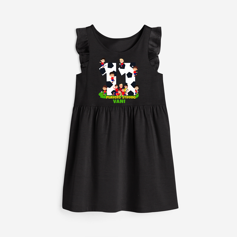 Celebrate The 11th Birthday "11 Players Strong" with Personalized Frock - BLACK - 0 - 6 Months Old (Chest 18")