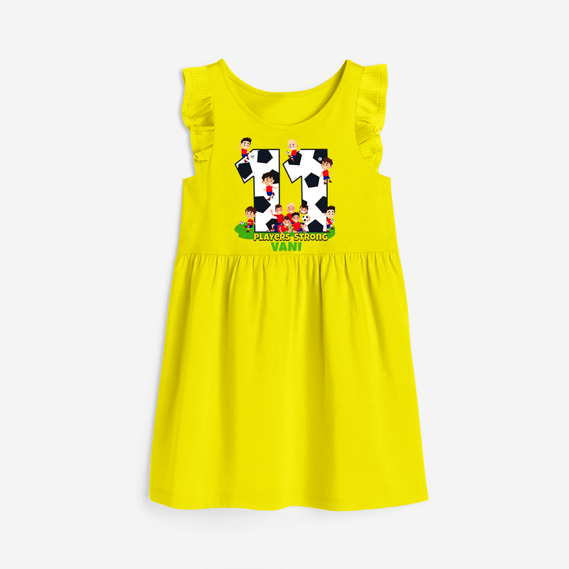 Celebrate The 11th Birthday "11 Players Strong" with Personalized Frock - YELLOW - 0 - 6 Months Old (Chest 18")