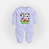 Newborn Full Sleeve Bodysuit/ Sleep Suit/ Jumpsuit for 11 Month | Customizable Full Sleeve Bodysuit/ Sleep Suit/ Jumpsuit | Ideal for Celebrations - BABY BLUE - New Born (Chest 7.5")