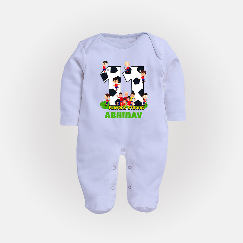 Newborn Full Sleeve Bodysuit/ Sleep Suit/ Jumpsuit for 11 Month | Customizable Full Sleeve Bodysuit/ Sleep Suit/ Jumpsuit | Ideal for Celebrations - BABY BLUE - New Born (Chest 7.5")