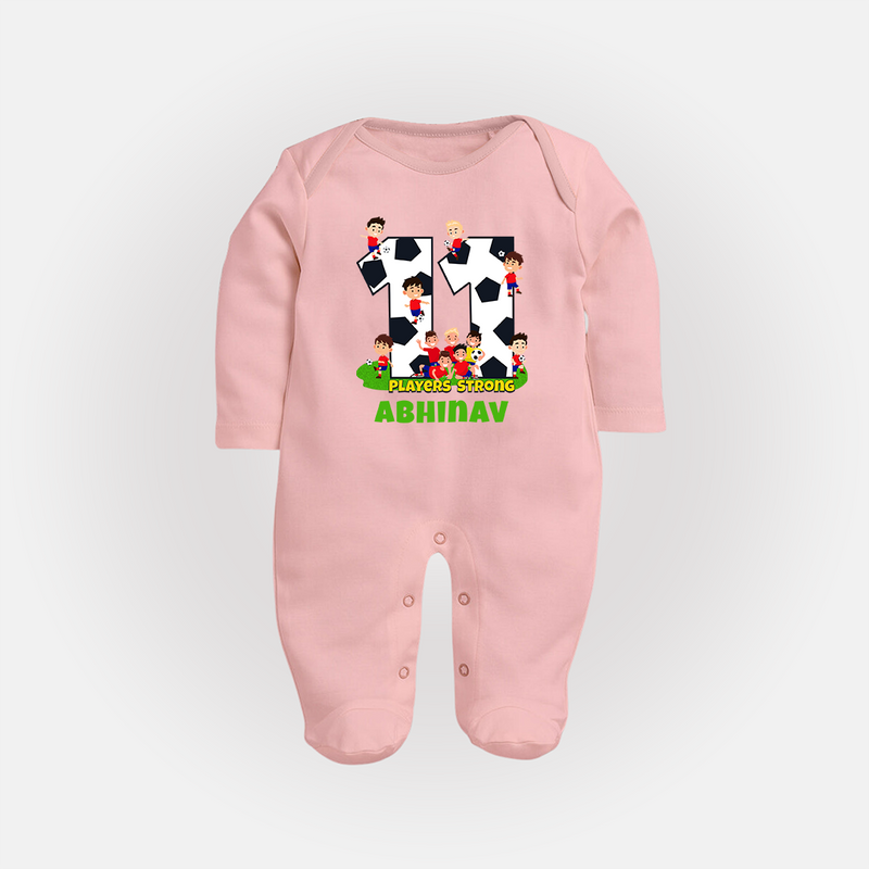 Newborn Full Sleeve Bodysuit/ Sleep Suit/ Jumpsuit for 11 Month | Customizable Full Sleeve Bodysuit/ Sleep Suit/ Jumpsuit | Ideal for Celebrations - BABY PINK - New Born (Chest 7.5")