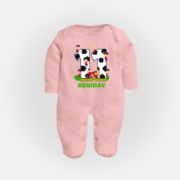 Newborn Full Sleeve Bodysuit/ Sleep Suit/ Jumpsuit for 11 Month | Customizable Full Sleeve Bodysuit/ Sleep Suit/ Jumpsuit | Ideal for Celebrations - BABY PINK - New Born (Chest 7.5")