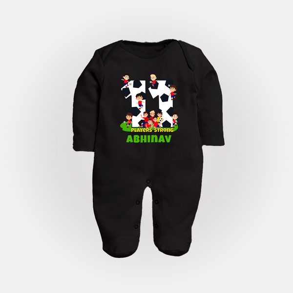 Newborn Full Sleeve Bodysuit/ Sleep Suit/ Jumpsuit for 11 Month | Customizable Full Sleeve Bodysuit/ Sleep Suit/ Jumpsuit | Ideal for Celebrations - BLACK - New Born (Chest 7.5")