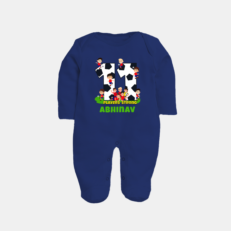 Newborn Full Sleeve Bodysuit/ Sleep Suit/ Jumpsuit for 11 Month | Customizable Full Sleeve Bodysuit/ Sleep Suit/ Jumpsuit | Ideal for Celebrations - NAVY BLUE - New Born (Chest 7.5")