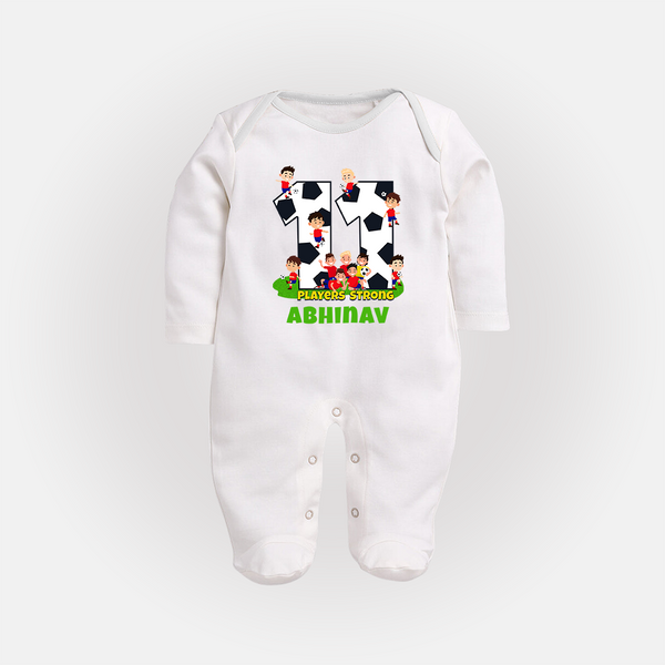Newborn Full Sleeve Bodysuit/ Sleep Suit/ Jumpsuit for 11 Month | Customizable Full Sleeve Bodysuit/ Sleep Suit/ Jumpsuit | Ideal for Celebrations - WHITE - New Born (Chest 7.5")