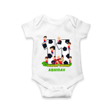 Celebrate The 11th Month With Our Football Theme - Customized Romper For Babies With Name - WHITE - 0 - 3 Months Old (Chest 16")