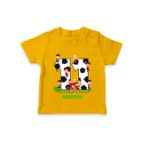 Celebrate The 11th Birthday With Football Theme - Personalized Birthday T-Shirts With Customized Name - CHROME YELLOW - 0-5 Months Old (Chest 17")