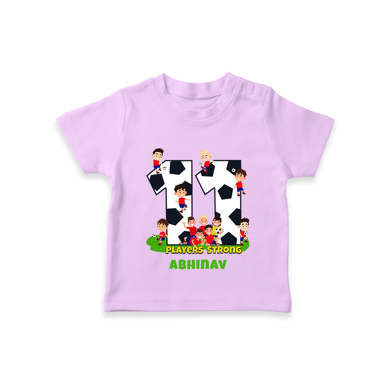 Celebrate The 11th Birthday With Football Theme - Personalized Birthday T-Shirts With Customized Name - LILAC - 0-5 Months Old (Chest 17")