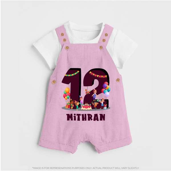 Newborn Dungaree Set for 1 Year | Customizable Dungaree Set | Ideal for Celebrations - BABY PINK - 0 - 5 Months Old (Chest 18")