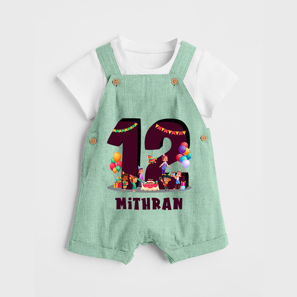 Newborn Dungaree Set for 1 Year | Customizable Dungaree Set | Ideal for Celebrations - MINT GREEN - 0 - 5 Months Old (Chest 18")
