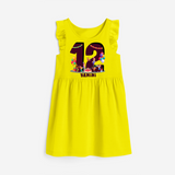 Celebrate The 12th Birthday "12" with Personalized Frock - YELLOW - 0 - 6 Months Old (Chest 18")