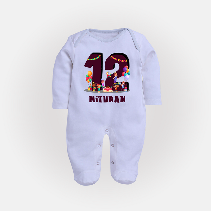 Newborn Full Sleeve Bodysuit/ Sleep Suit/ Jumpsuit for 1 Year | Customizable Full Sleeve Bodysuit/ Sleep Suit/ Jumpsuit | Ideal for Celebrations - BABY BLUE - New Born (Chest 7.5")