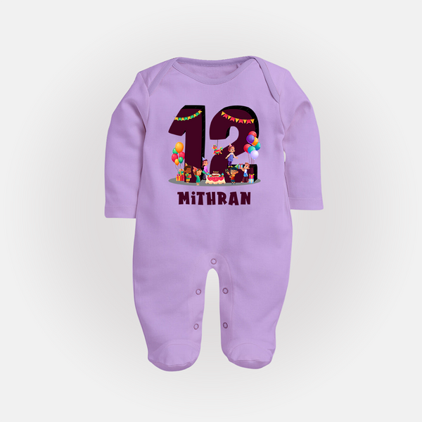 Newborn Full Sleeve Bodysuit/ Sleep Suit/ Jumpsuit for 1 Year | Customizable Full Sleeve Bodysuit/ Sleep Suit/ Jumpsuit | Ideal for Celebrations - LILAC - New Born (Chest 7.5")