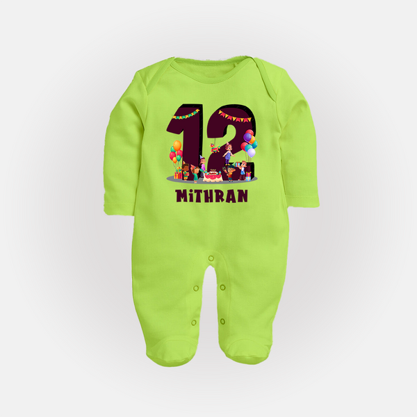 Newborn Full Sleeve Bodysuit/ Sleep Suit/ Jumpsuit for 1 Year | Customizable Full Sleeve Bodysuit/ Sleep Suit/ Jumpsuit | Ideal for Celebrations - LIME GREEN - New Born (Chest 7.5")