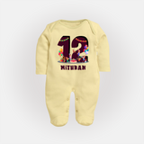 Newborn Full Sleeve Bodysuit/ Sleep Suit/ Jumpsuit for 1 Year | Customizable Full Sleeve Bodysuit/ Sleep Suit/ Jumpsuit | Ideal for Celebrations - PASTEL YELLOW - New Born (Chest 7.5")