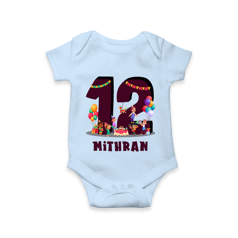 Newborn Romper/Onesie for 1 Year | Customizable Bodysuit | Ideal for Celebrations - BABY BLUE - New Born (Chest 14")