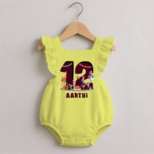 Newborn Romper Frock for 1 Year | Customizable Romper Frock | Ideal for Celebrations - PASTEL YELLOW - 0 - 3 Months Old (Chest 19")