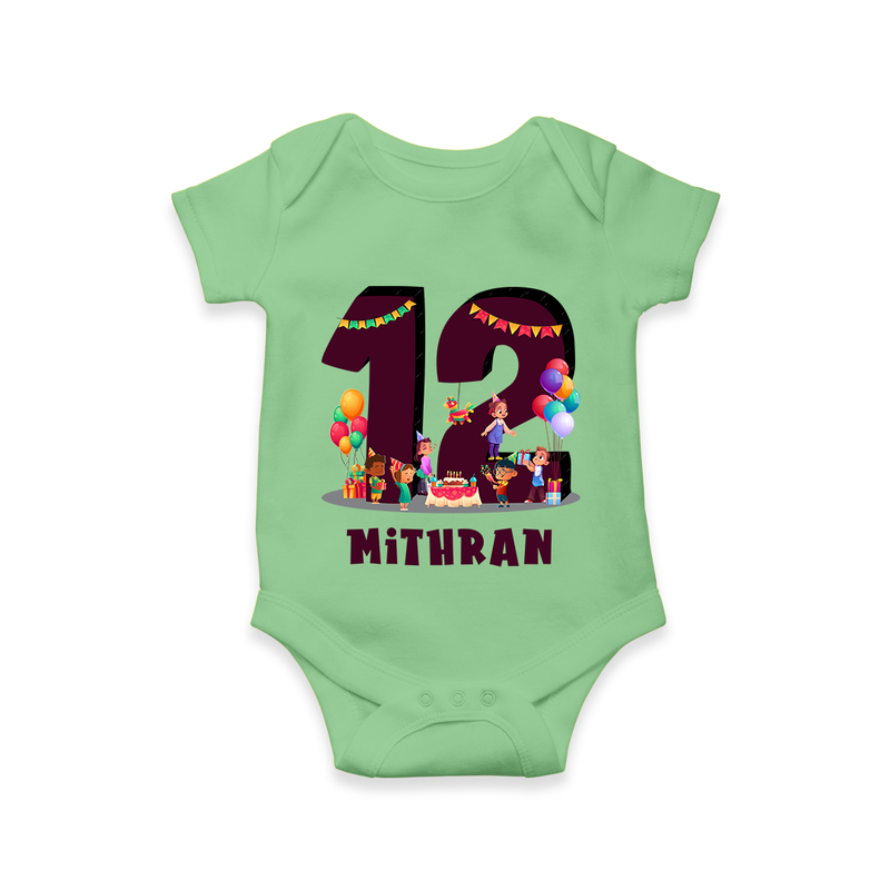 Newborn Romper/Onesie for 1 Year | Customizable Bodysuit | Ideal for Celebrations - GREEN - New Born (Chest 14")