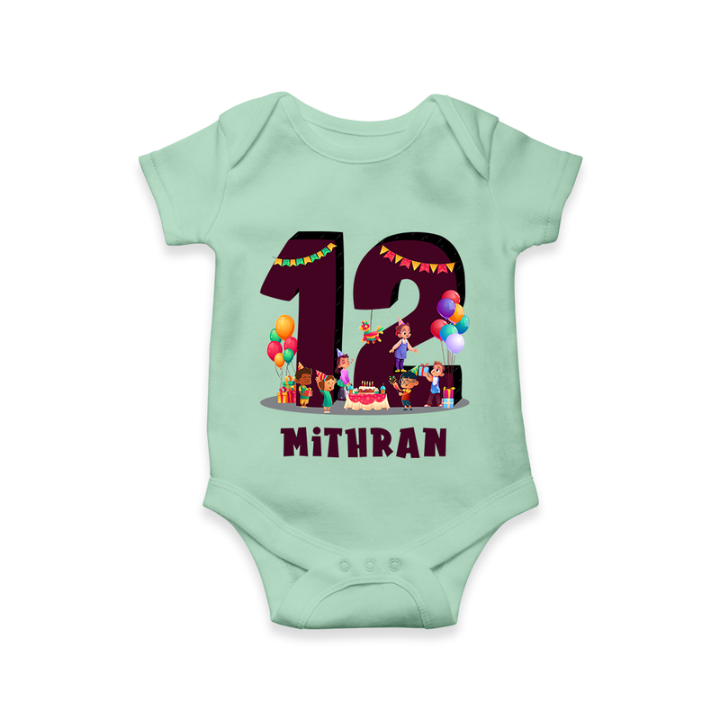 Newborn Romper/Onesie for 1 Year | Customizable Bodysuit | Ideal for Celebrations - MINT GREEN - New Born (Chest 14")