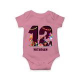 Celebrate The 12th Month With Our kids Theme - Customized Romper For Babies With Name - ONION - 0 - 3 Months Old (Chest 16")