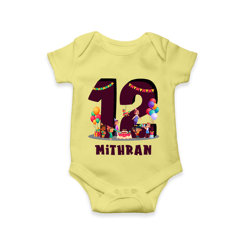 Newborn Romper/Onesie for 1 Year | Customizable Bodysuit | Ideal for Celebrations - PASTEL YELLOW - New Born (Chest 14")
