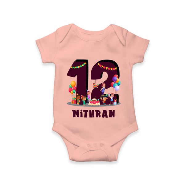 Newborn Romper/Onesie for 1 Year | Customizable Bodysuit | Ideal for Celebrations - PEACH - New Born (Chest 14")