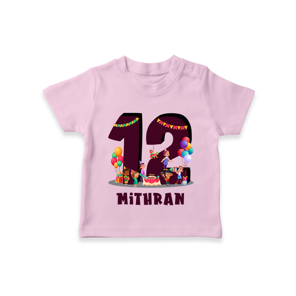 Newborn T-Shirt for 1 Year | Customizable T-Shirt | Ideal for Celebrations - BABY PINK - 0-5 Months Old (Chest 17")