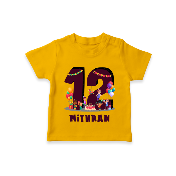 Newborn T-Shirt for 1 Year | Customizable T-Shirt | Ideal for Celebrations - CHROME YELLOW - 0-5 Months Old (Chest 17")