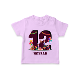 Celebrate The 12th Birthday With kids Theme - Personalized Birthday T-Shirts With Customized Name - LILAC - 0-5 Months Old (Chest 17")