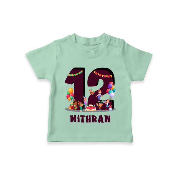 Newborn T-Shirt for 1 Year | Customizable T-Shirt | Ideal for Celebrations - MINT GREEN - 0-5 Months Old (Chest 17")