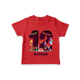 Celebrate The 12th Birthday With kids Theme - Personalized Birthday T-Shirts With Customized Name - RED - 0-5 Months Old (Chest 17")