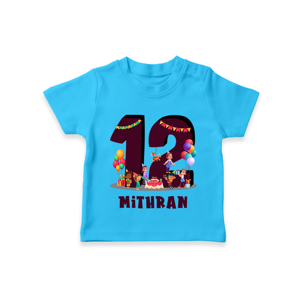 Newborn T-Shirt for 1 Year | Customizable T-Shirt | Ideal for Celebrations - SKY BLUE - 0-5 Months Old (Chest 17")