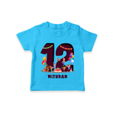 Celebrate The 12th Birthday With kids Theme - Personalized Birthday T-Shirts With Customized Name - SKY BLUE - 0-5 Months Old (Chest 17")