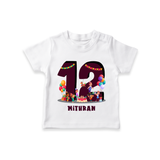 Celebrate The 12th Birthday With kids Theme - Personalized Birthday T-Shirts With Customized Name - WHITE - 0-5 Months Old (Chest 17")