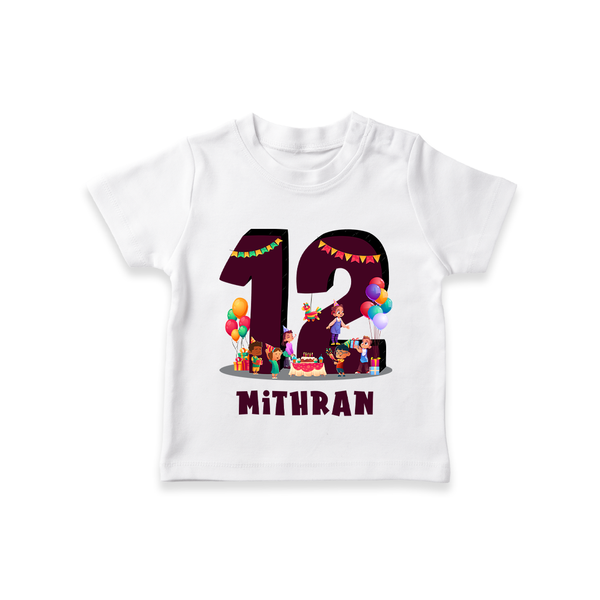 Newborn T-Shirt for 1 Year | Customizable T-Shirt | Ideal for Celebrations - WHITE - 0-5 Months Old (Chest 17")