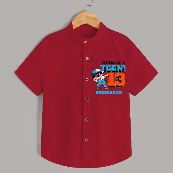 Celebrate The 13th Birthday with "Officially a Teen 13" Personalized Shirt - RED - 0 - 6 Months Old (Chest 21")