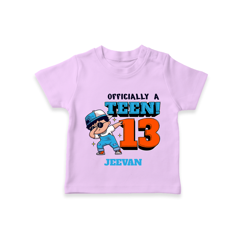 Celebrate The 13th Birthday With Officially A Teen For Boys! - Personalized Birthday T-Shirts With Customized Name - LILAC - 0-5 Months Old (Chest 17")