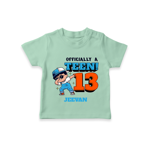 Celebrate The 13th Birthday With Officially A Teen For Boys! - Personalized Birthday T-Shirts With Customized Name