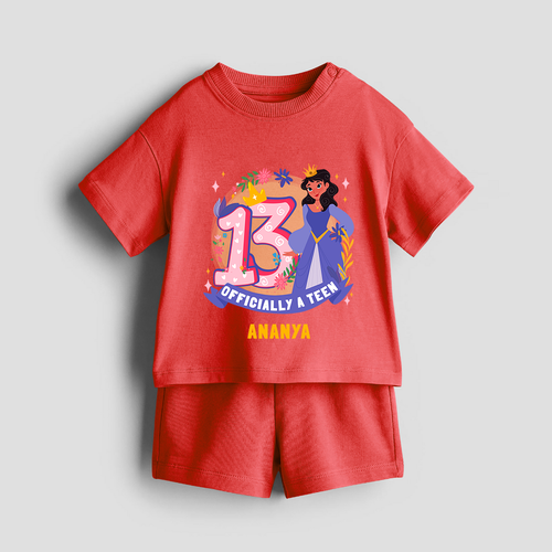 Celebrate The 13th Birthday With Officially A Teen For Girls! - Personalized Birthday Co-ord With Customized Name