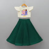 Celebrate The 13th Birthday With Officially A Teen For Girls! - Personalized Birthday Crop Top And Skirt With Customized Name - BOTTLE GREEN - 6 - 9 Months Old (Chest 20" , Frock Waist 20")